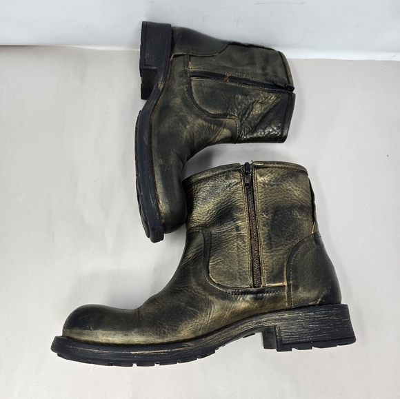 Eric Michael Brennaro Moto Womens Boots Sz 7.5 Dark Gold Metallic Lace Up Detail - Picture 6 of 14